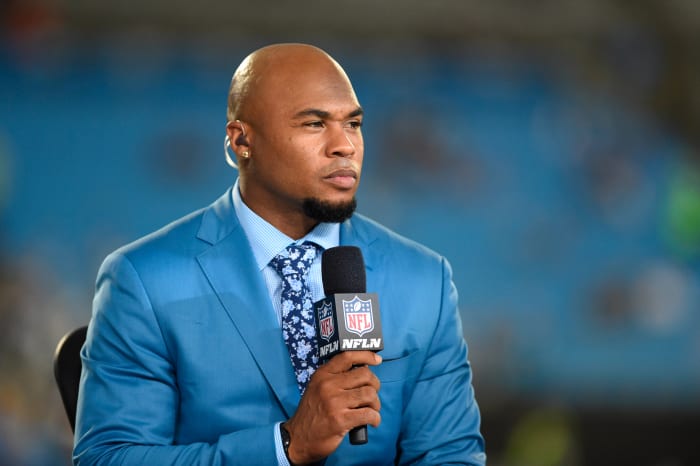 Sep 12, 2019; Charlotte, NC, USA; NFL GameDay Kickoff analyst Steve Smith Sr. before the game at Bank of America Stadium. Mandatory Credit: Bob Donnan-USA TODAY Sports